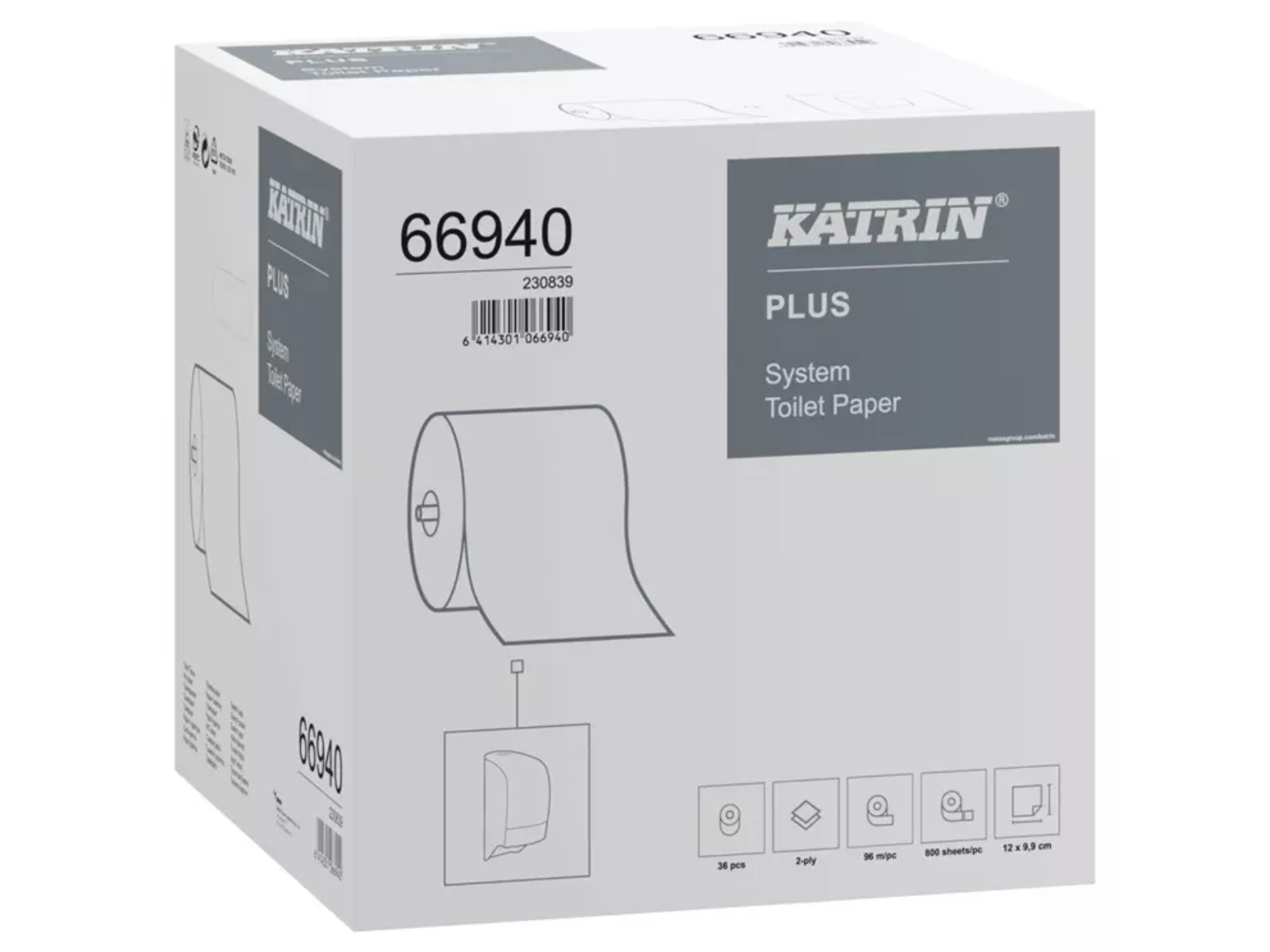 Papier toaletowy Katrin System 66940 Plus x36 96m, 2-warstwowy, celuloza